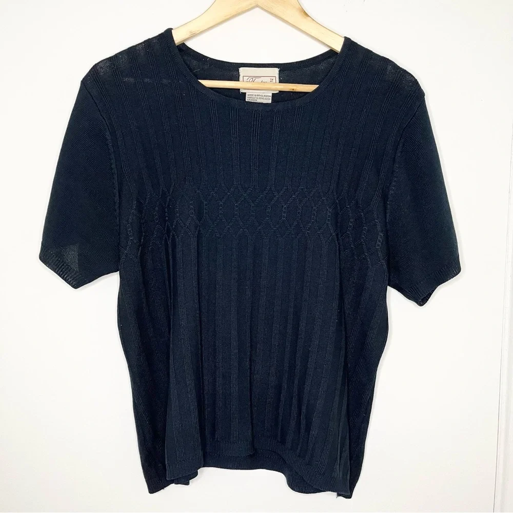Navy Vintage Knit Tee Top - Picture 4 of 7